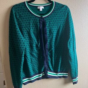 Charter Club Teal and Navy Cardigan size XL